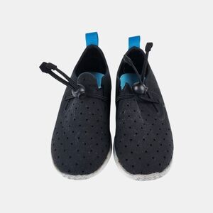 Native Little Kids Apollo Moc Black Slip-On Shoes with Blue Interior